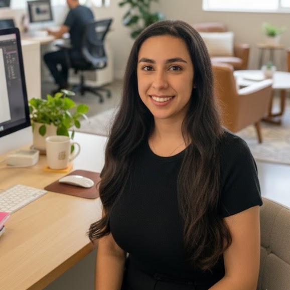 Sierra working at her desk